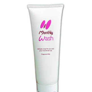 afbeelding van de voorkant van de tube MonthlyCup wash